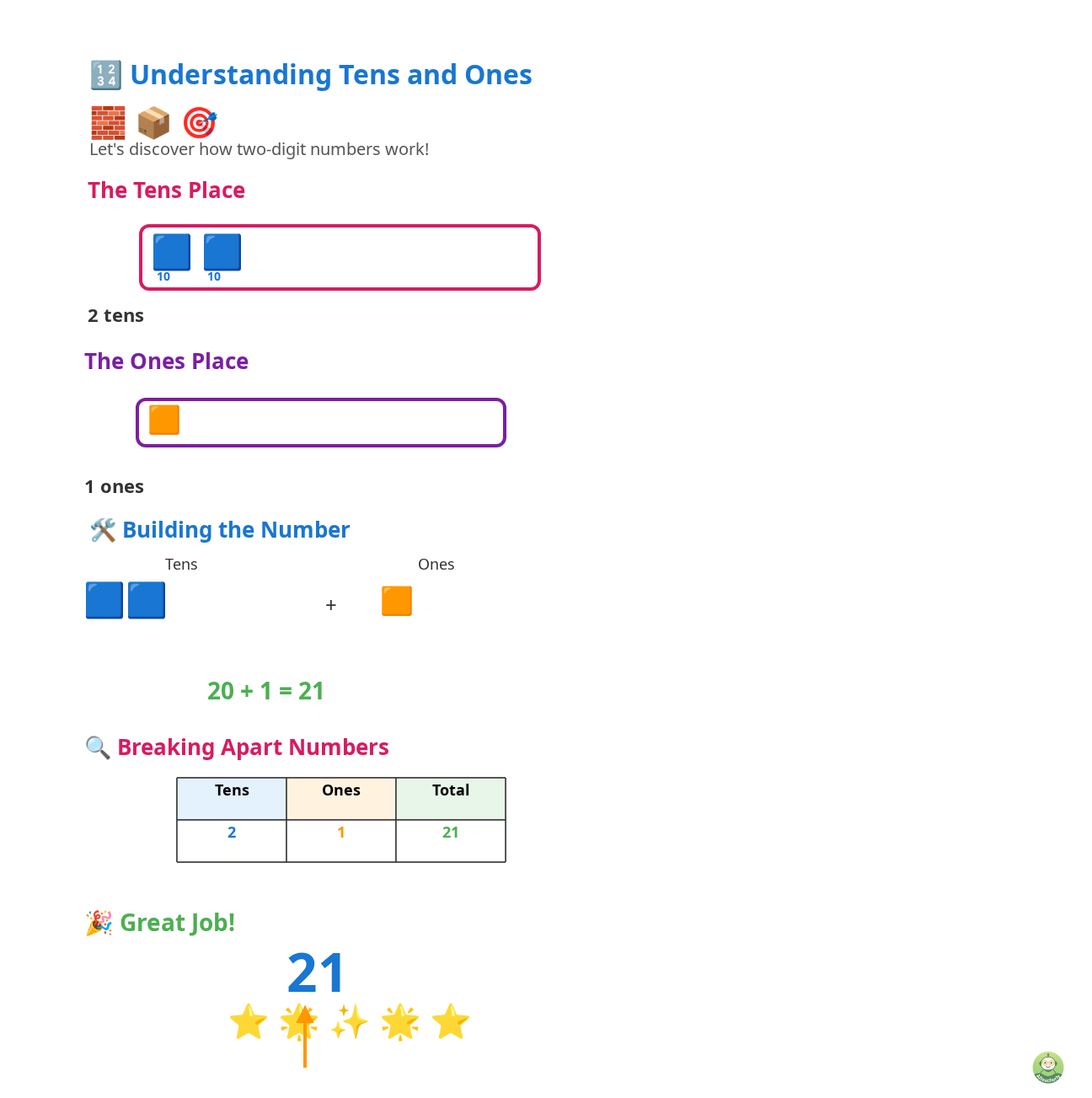 Full interactive place value lesson overview showing colorful base-ten blocks and engaging activities
