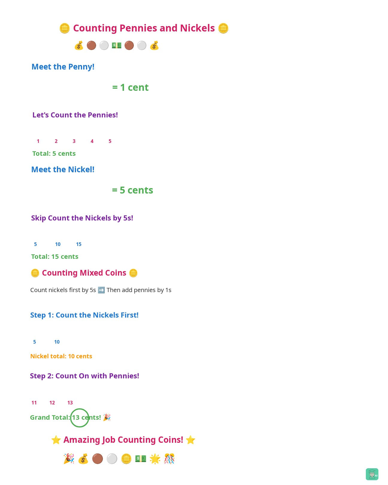 See How Interactive Coin Counting Works on AI Teacherly - Image 1